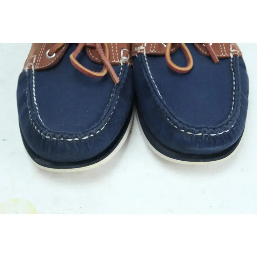j. crew canvas boat shoes navy slip on mens moc sz 11.5